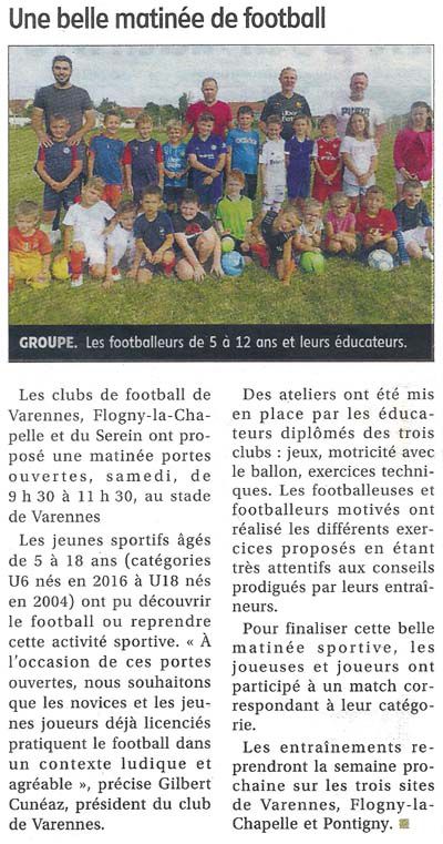 Une belle matinée de football. Yonne Républicaine du 08/09/2021